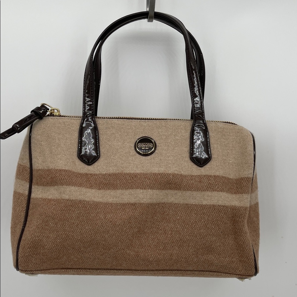NWOT Coach Signature Stripe Wool Satchel — Style #F24784